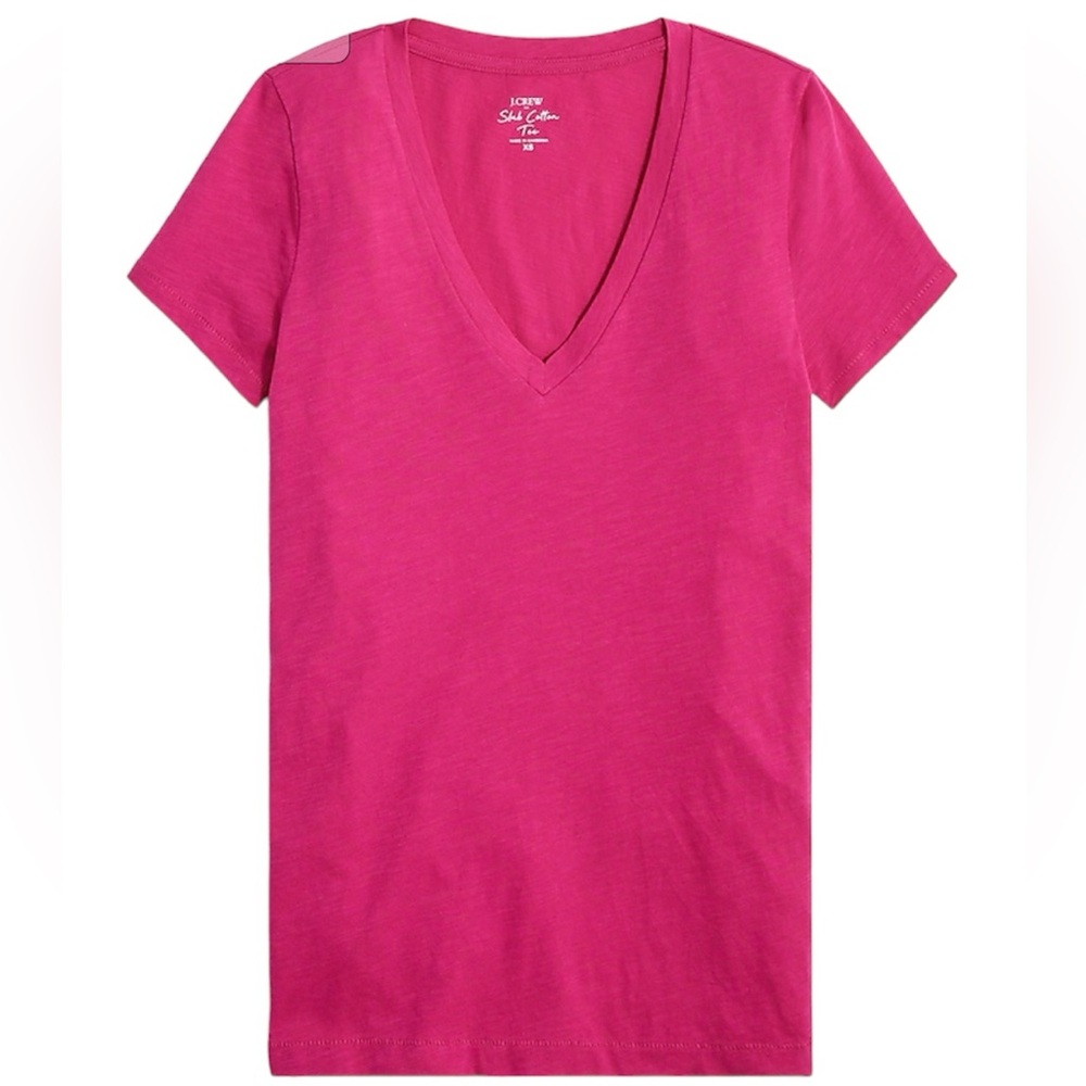 *NWT* J. Crew Vintage Slub Cotton V-Neck Tee | Vintage Berry